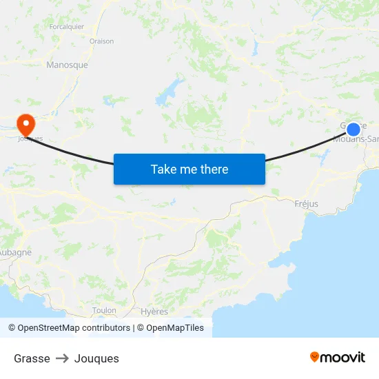 Grasse to Jouques map