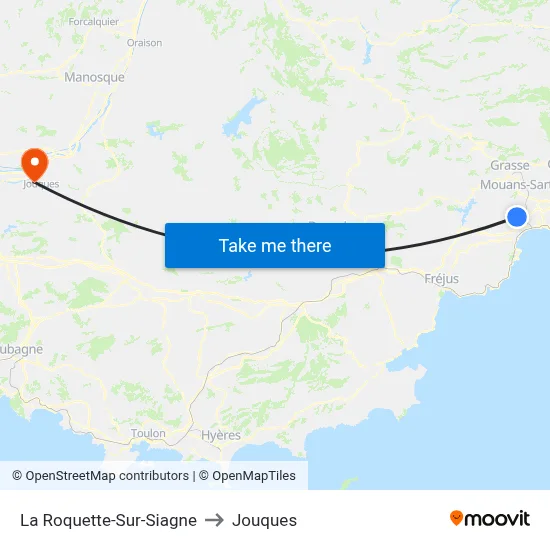 La Roquette-Sur-Siagne to Jouques map