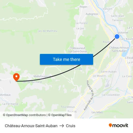 Château-Arnoux-Saint-Auban to Cruis map