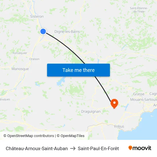 Château-Arnoux-Saint-Auban to Saint-Paul-En-Forêt map