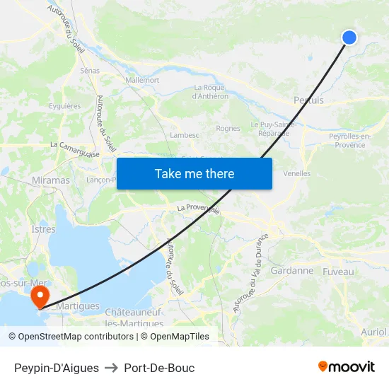 Peypin-D'Aigues to Port-De-Bouc map