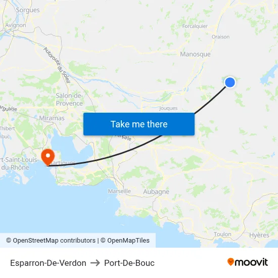 Esparron-De-Verdon to Port-De-Bouc map
