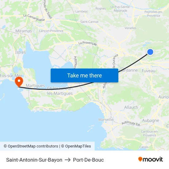 Saint-Antonin-Sur-Bayon to Port-De-Bouc map