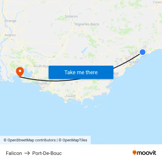 Falicon to Port-De-Bouc map