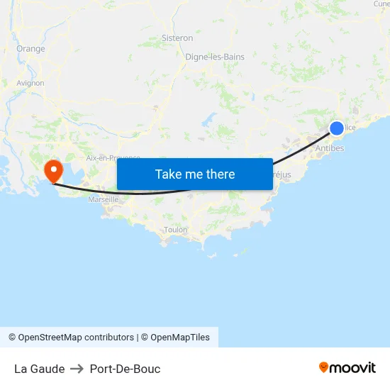 La Gaude to Port-De-Bouc map