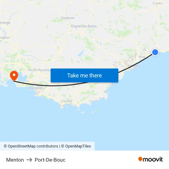 Menton to Port-De-Bouc map