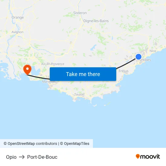 Opio to Port-De-Bouc map