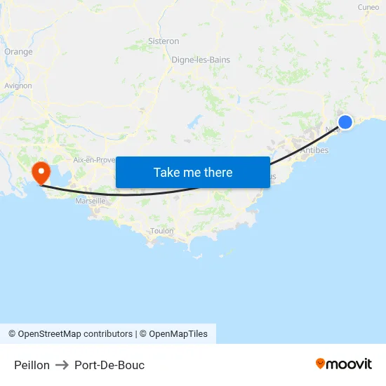 Peillon to Port-De-Bouc map