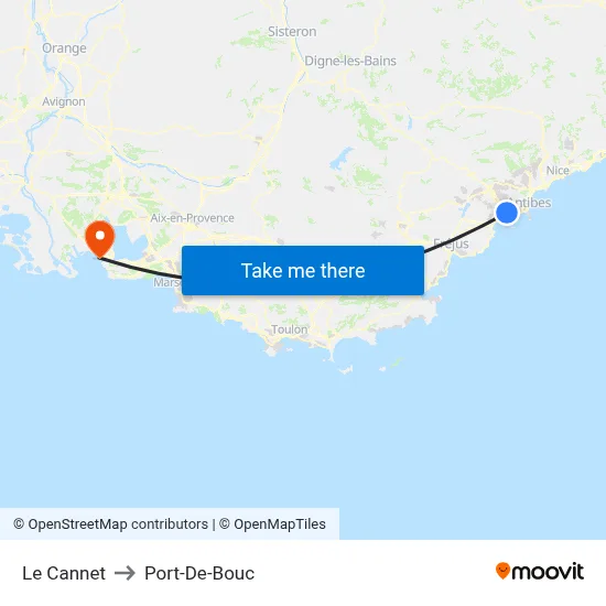 Le Cannet to Port-De-Bouc map