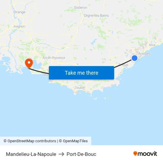 Mandelieu-La-Napoule to Port-De-Bouc map