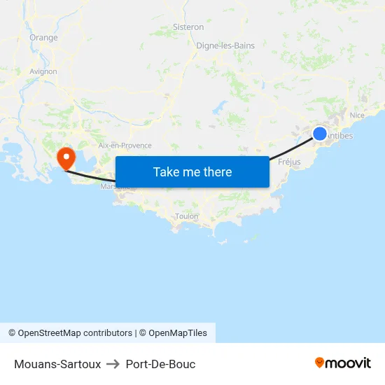 Mouans-Sartoux to Port-De-Bouc map