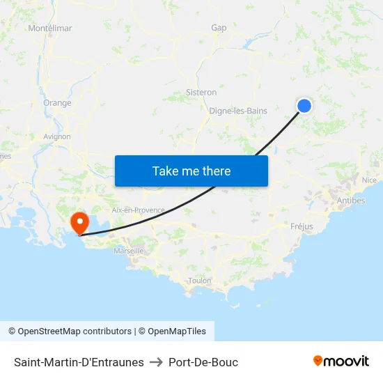 Saint-Martin-D'Entraunes to Port-De-Bouc map