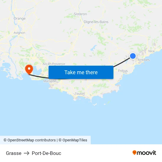 Grasse to Port-De-Bouc map