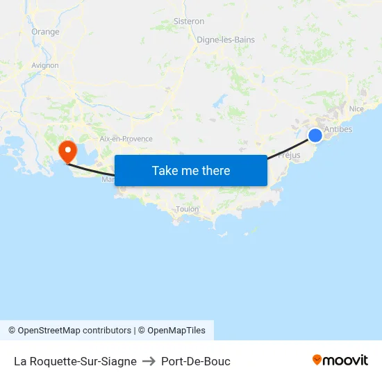 La Roquette-Sur-Siagne to Port-De-Bouc map
