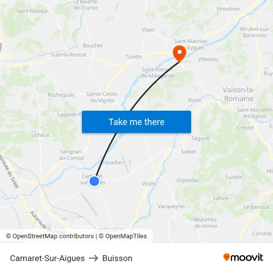 Camaret-Sur-Aigues to Buisson map