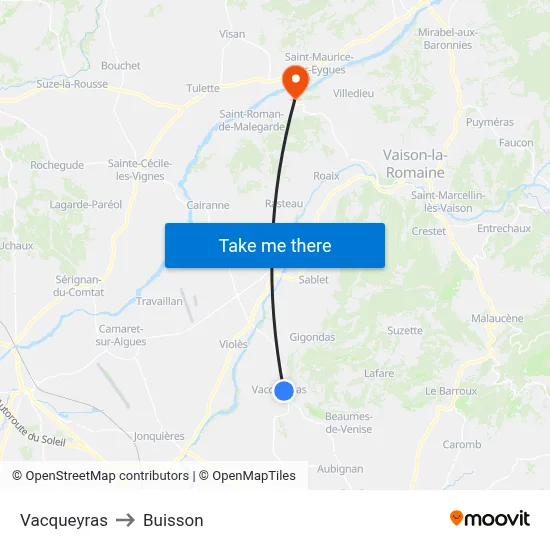Vacqueyras to Buisson map