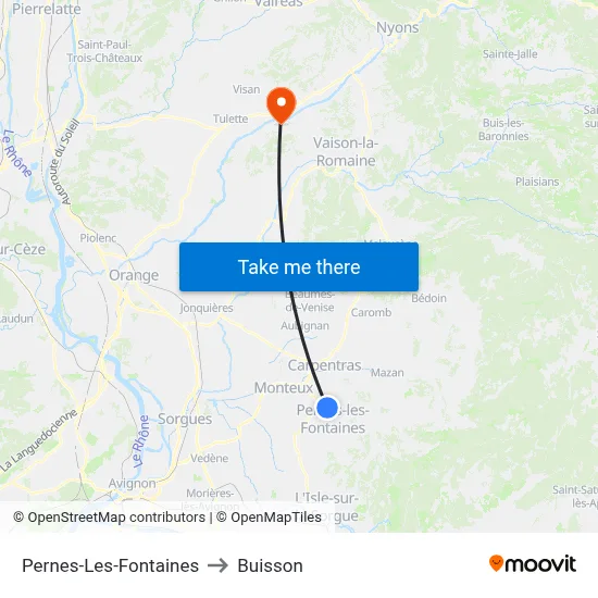 Pernes-Les-Fontaines to Buisson map
