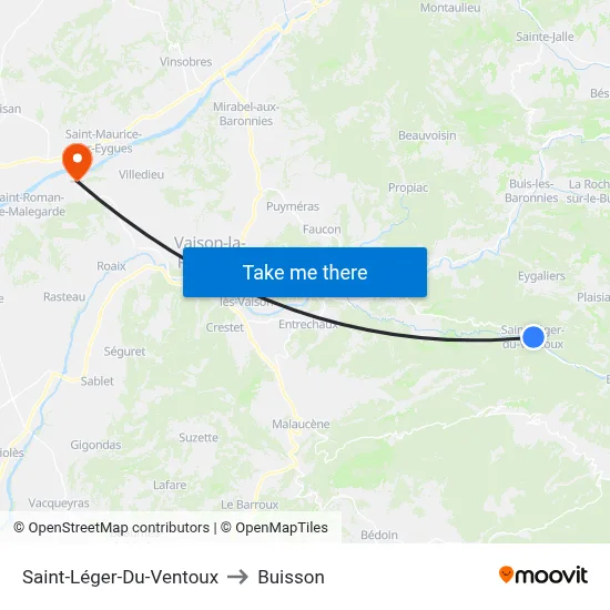 Saint-Léger-Du-Ventoux to Buisson map