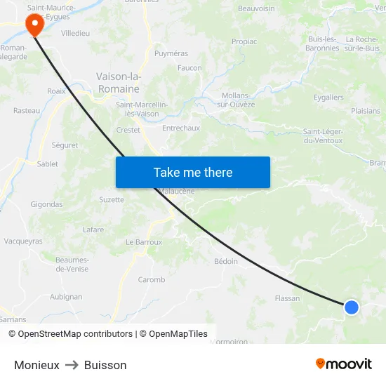 Monieux to Buisson map