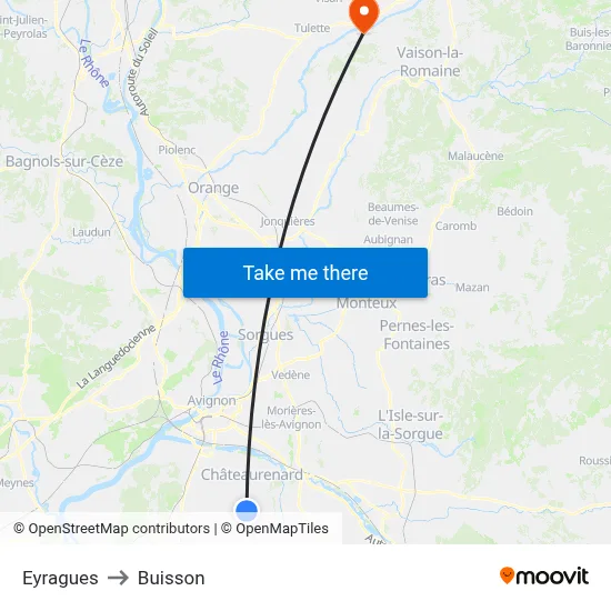 Eyragues to Buisson map