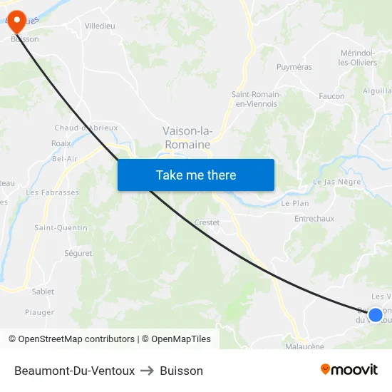 Beaumont-Du-Ventoux to Buisson map