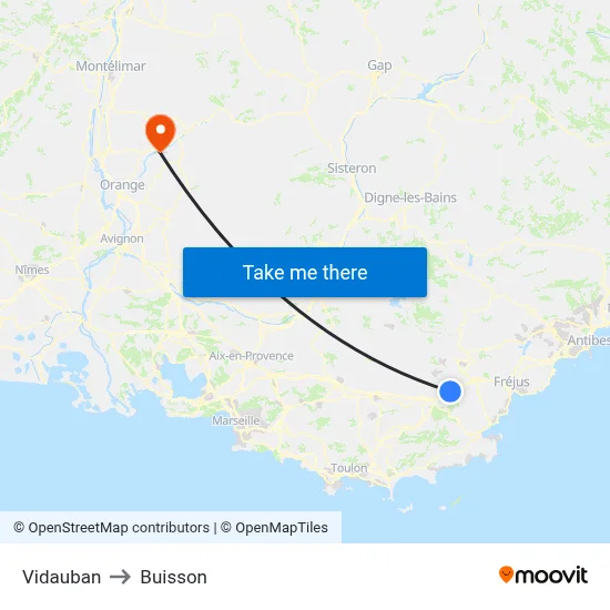 Vidauban to Buisson map