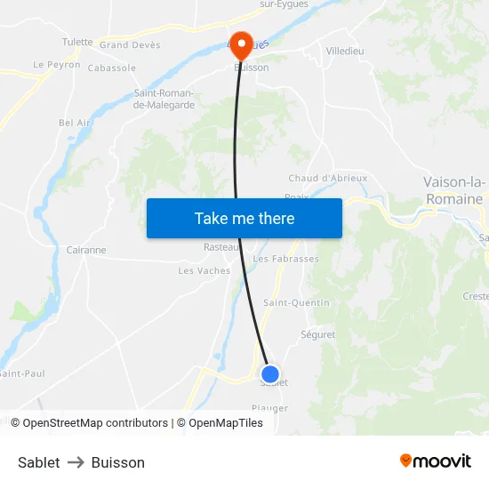 Sablet to Buisson map
