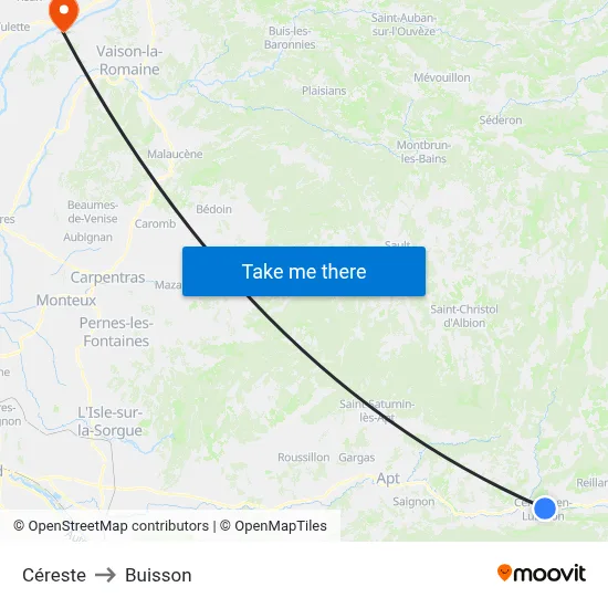 Céreste to Buisson map