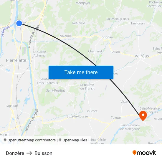 Donzère to Buisson map