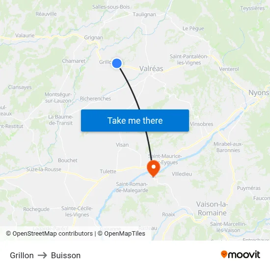 Grillon to Buisson map