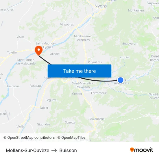 Mollans-Sur-Ouvèze to Buisson map