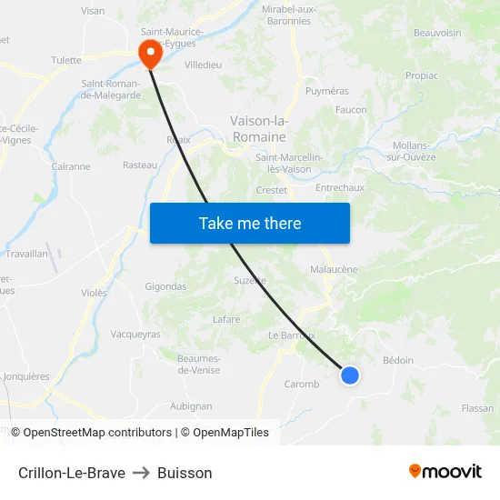 Crillon-Le-Brave to Buisson map