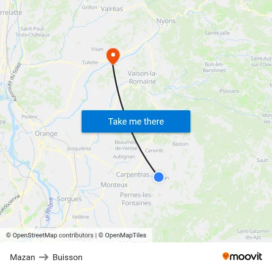 Mazan to Buisson map