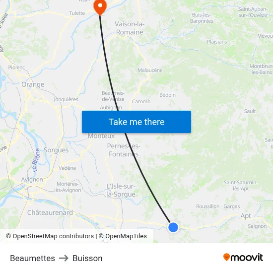Beaumettes to Buisson map