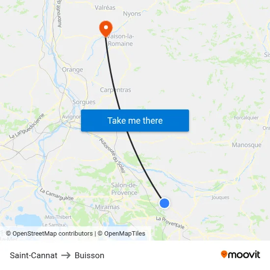 Saint-Cannat to Buisson map