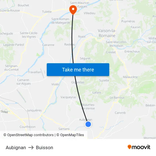 Aubignan to Buisson map