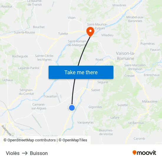 Violès to Buisson map