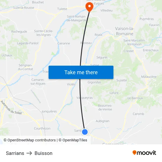 Sarrians to Buisson map