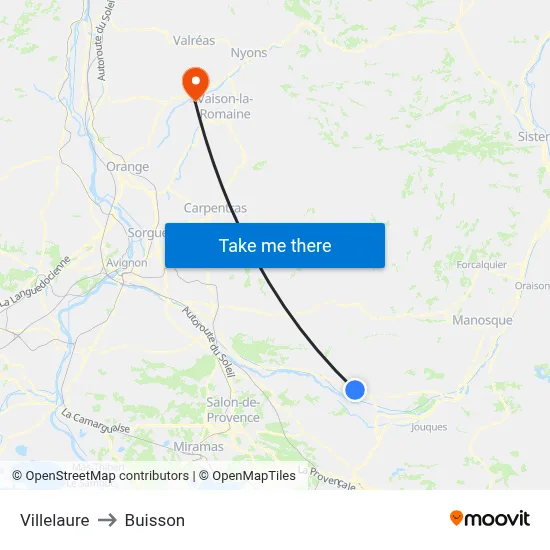 Villelaure to Buisson map