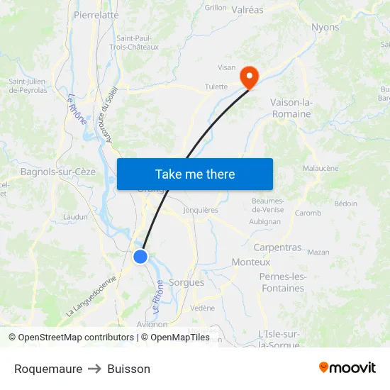 Roquemaure to Buisson map