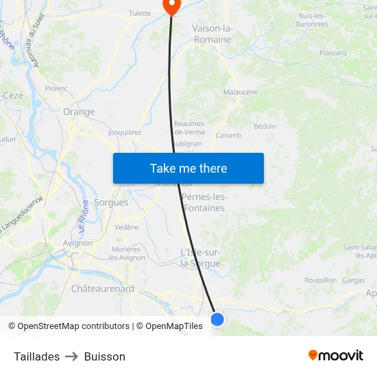 Taillades to Buisson map