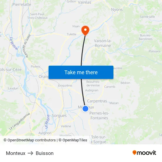Monteux to Buisson map