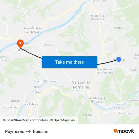 Puyméras to Buisson map