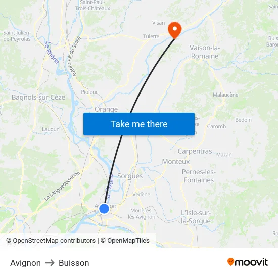 Avignon to Buisson map