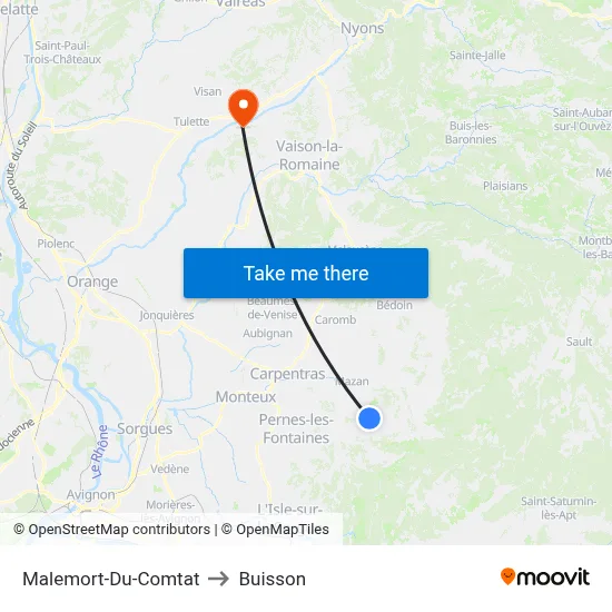 Malemort-Du-Comtat to Buisson map