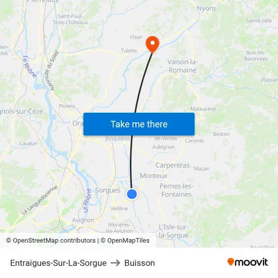 Entraigues-Sur-La-Sorgue to Buisson map