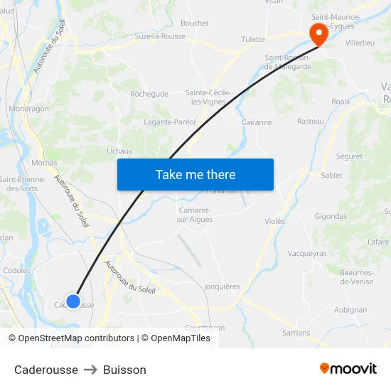 Caderousse to Buisson map