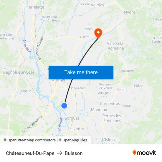 Châteauneuf-Du-Pape to Buisson map