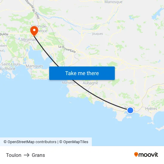 Toulon to Grans map