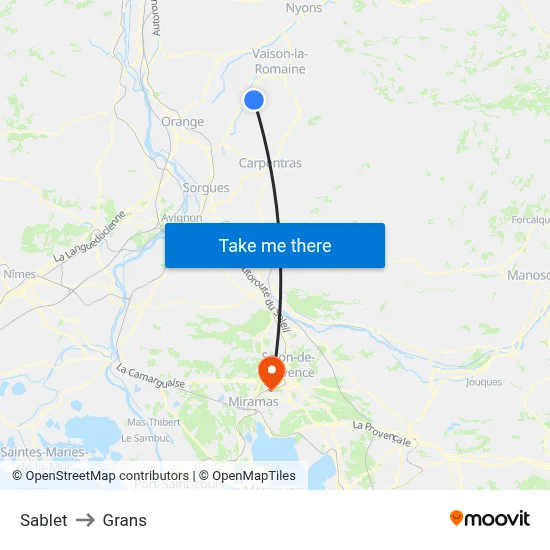 Sablet to Grans map